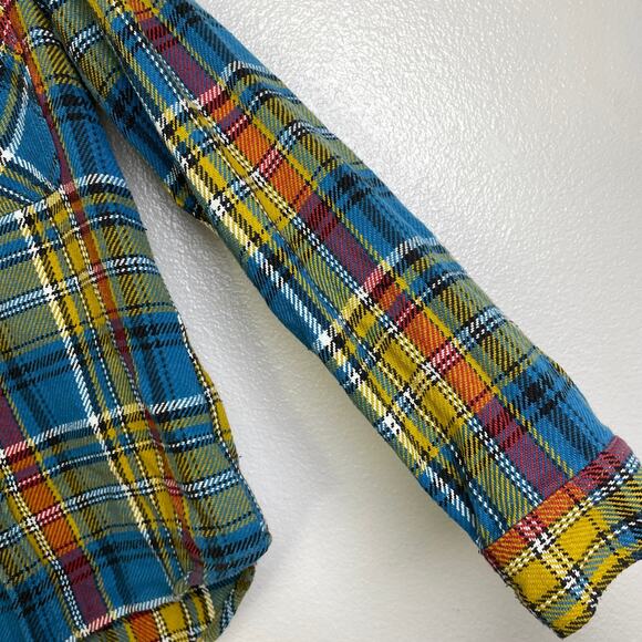 Brooklin Denim Co Heavy Button Up Shirt M/L Rainbow Plaid Fivebrother Cotton - Picture 7 of 10